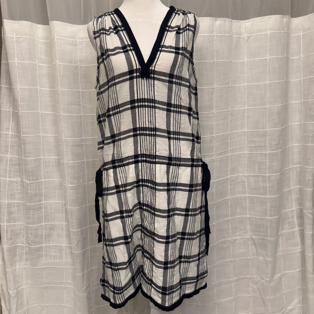 MSSP Max Studio‎ Specialty Products Black White Plaid Drop Waist Dress Medium